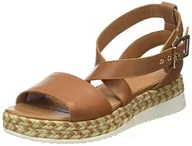 Espadryle damskie - Geox Damskie sandały D EOLIE espadryle Wedge Sandal, Camel, 39,5 EU, piaskowy, 39.5 EU - miniaturka - grafika 1