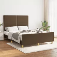 Łóżka - Lumarko Rama łóżka z zagłówkiem, ciemnobrązowa 140x200 cm obita tkaniną - miniaturka - grafika 1