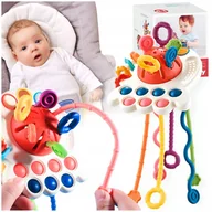 Zabawki sensoryczne - ZABAWKA SENSORYCZNA GRYZAK MONTESSORI DLA NIEMOWLĄT SZNURKI POPIT 4w1 TERAPIA SI - miniaturka - grafika 1