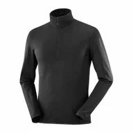 Bluzy sportowe męskie - Bluza Salomon Essential Lightwarm HZ Deep Black - miniaturka - grafika 1