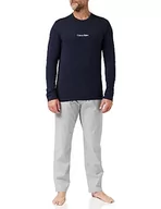 Spodenki męskie - Calvin Klein Męskie spodnie L/S zestaw piżamowy, Nocne niebo góra, nocne niebo hthr Btm, XL - miniaturka - grafika 1