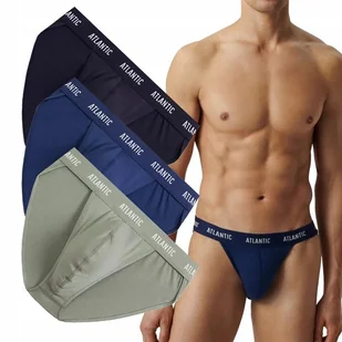 SLIPY MĘSKIE ATLANTIC TANGA 3MP1576/GRA/NIEC/KHAJ 3PAK XL - Majtki męskie - miniaturka - grafika 1