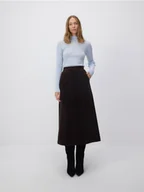 Spódnice - Reserved - Spódnica midi z wiskozy - ciemnobrązowy - miniaturka - grafika 1