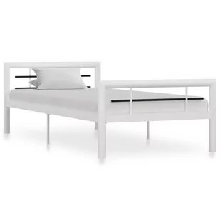 vidaXL Rama łóżka, biało-czarna, metalowa, 100 x 200 cm - Łóżka - miniaturka - grafika 1
