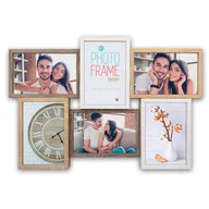 Ramki na zdjęcia - ZEP S.r.l. Lescot Multi ramka na zdjęcia, wielokolorowa, drewno naturalne i odcienie bieli, 45 x 31 x 4 cm - miniaturka - grafika 1