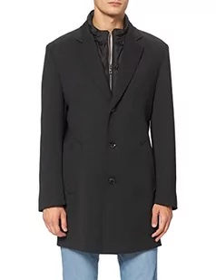 bugatti Męski płaszcz wełniany z wyposażeniem Flexcity Stretch, czarny, 58 - Płaszcze męskie - miniaturka - grafika 1