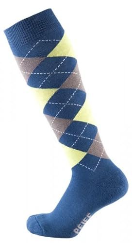 Pfiff 100322 Skarpety jeździeckie w kratkę, wzmocniona wkładka, wzór Argyle, unisex 34-42, Niebiesko-zielono-szary, 37-39 EU
