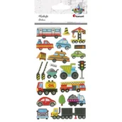 Zabawki kreatywne - Naklejki wypukłe pojazdy użytkowe mix 21szt - miniaturka - grafika 1