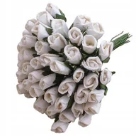 Zabawki kreatywne - KWIATY papierowe RÓŻE zamknięte białe 8mm - 50szt - miniaturka - grafika 1