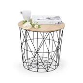 Ławy i stoliki kawowe - STOLIK druciany MARIFFA Halmar CZARNY-NATURALNY - miniaturka - grafika 1