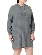 Sukienki - ONLY Women's ONLCAREY L/S Long Hood KNT NOOS sukienka, średni szary melanż, XXL - miniaturka - grafika 1