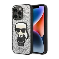 Etui i futerały do telefonów - Karl Lagerfeld Etui do iPhone 14 Pro 6,1" hardcase srebrny/silver Glitter Flakes Ikonik - miniaturka - grafika 1
