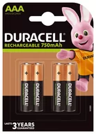 Ładowarki i akumulatory - Duracell Akumulator AAA/HR3 750mAh 4szt blistr AZDURUA3LR30001 [7584698] - miniaturka - grafika 1