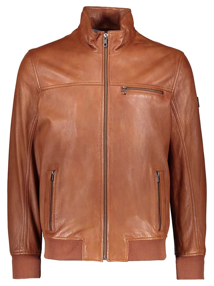 Bugatti Skórzana kurtka w kolorze jasnobrązowym