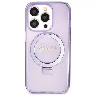 Etui Guess GUHMP14XHRSGSU Apple iPhone 14 Pro Max hardcase Ring Stand Script Glitter MagSafe fioletowy/purple - Etui i futerały do telefonów - miniaturka - grafika 4