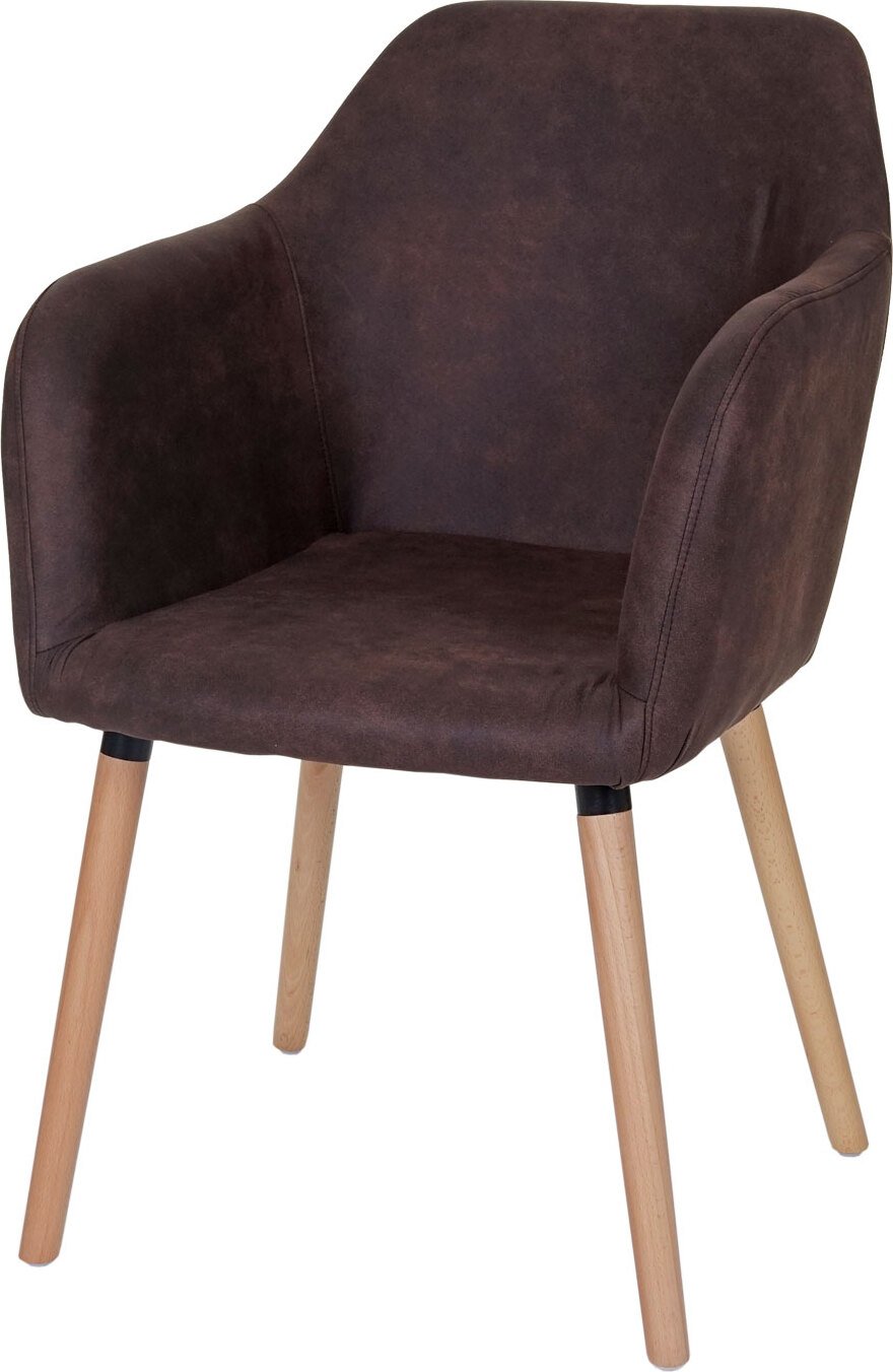 Krzesło do jadalni Malmö T381, krzesło kuchenne, retro 50s design ~ tekstylia, vintage ciemny brąz, jasne nogi