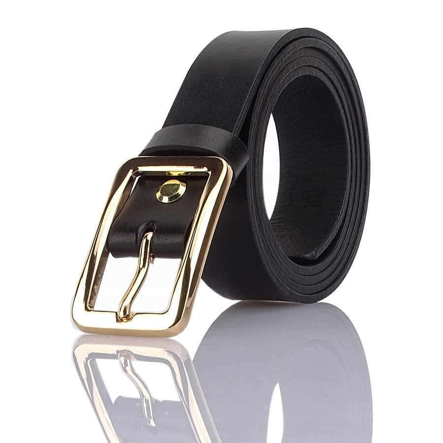 Damski pasek skóra naturalna gracio czarny 105cm