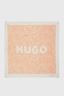 Apaszki i szaliki damskie - HUGO apaszka bawełniana kolor pomarańczowy wzorzysta - Hugo - grafika 1