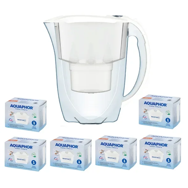 Dzbanek do filtrowania wody Aquaphor Amethyst Biały + 6 filtrów węglowych