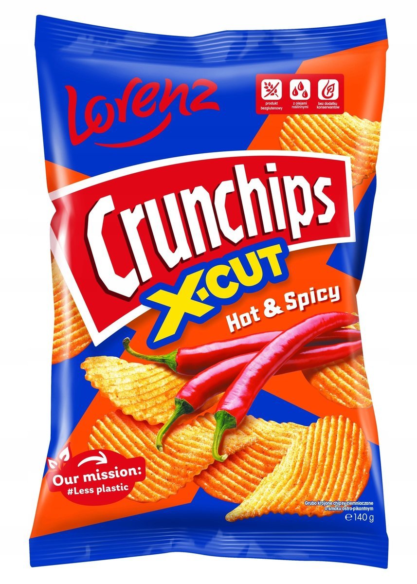 Crunchips X-Cut Hot & Spicy chipsy ziemniaczane 130 g
