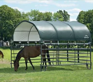 Pawilony ogrodowe - vidaXL ShelterLogic Zadaszenie namiotu pastwiskowego z folii bez ramy stalowej Zielony 370x370x170cm - miniaturka - grafika 1