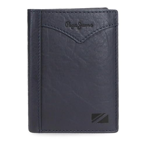 Pepe Jeans Pionowy portfel z portmonetką niebieski 8,5 x 11,5 x 1 cm Skóra by Joumma Bags, Niebieski, Talla única, Pionowy portfel z portfelem