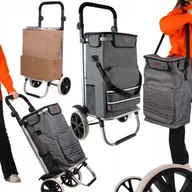 Torby i wózki na zakupy - Wózek na zakupy na kółkach gumowych torba zakupowa stelaż lekki wodoodporny - miniaturka - grafika 1