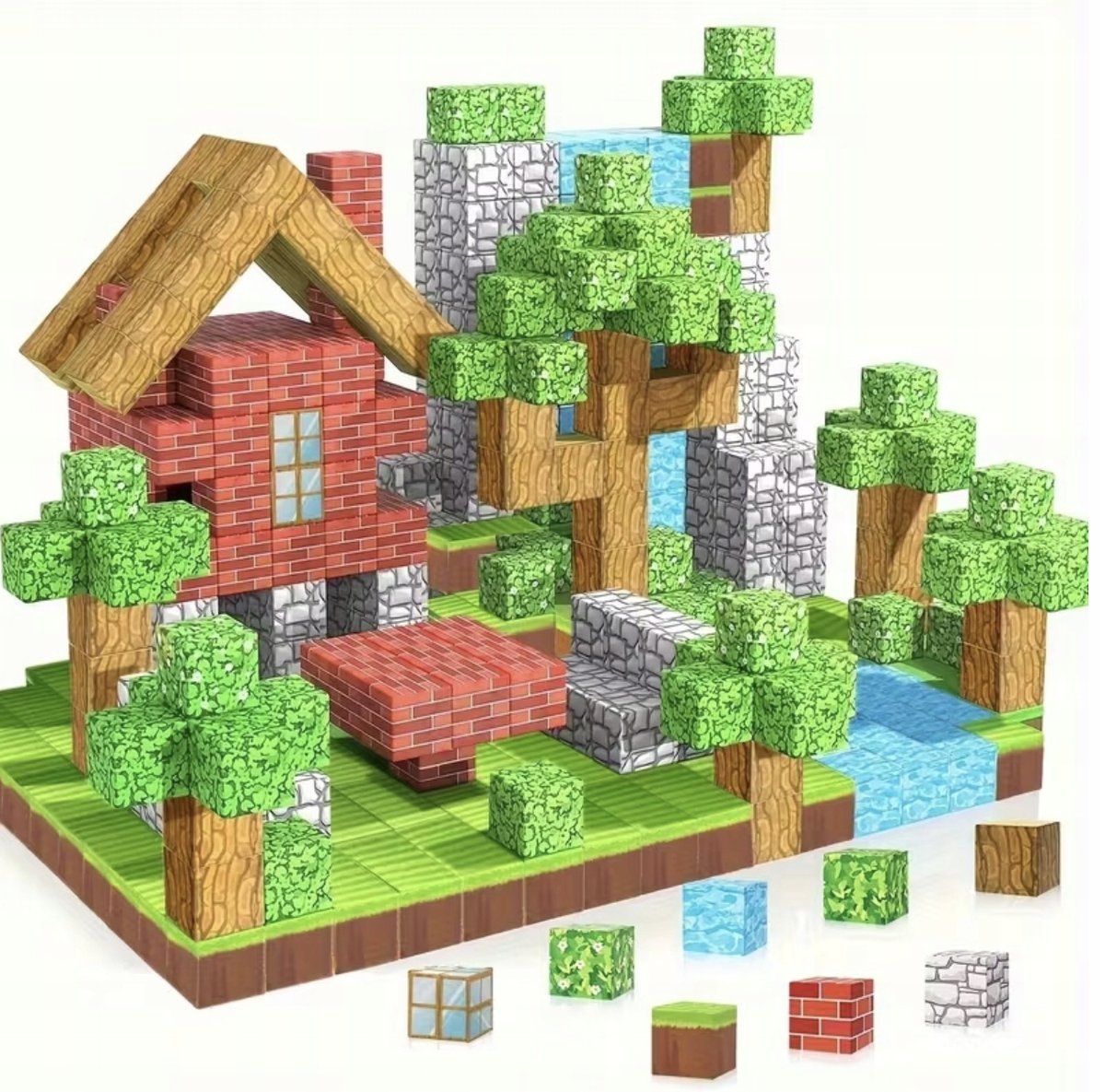 klocki magnetyczne minecraft konstrukcyjne edukacyjne bloczki duży zestaw