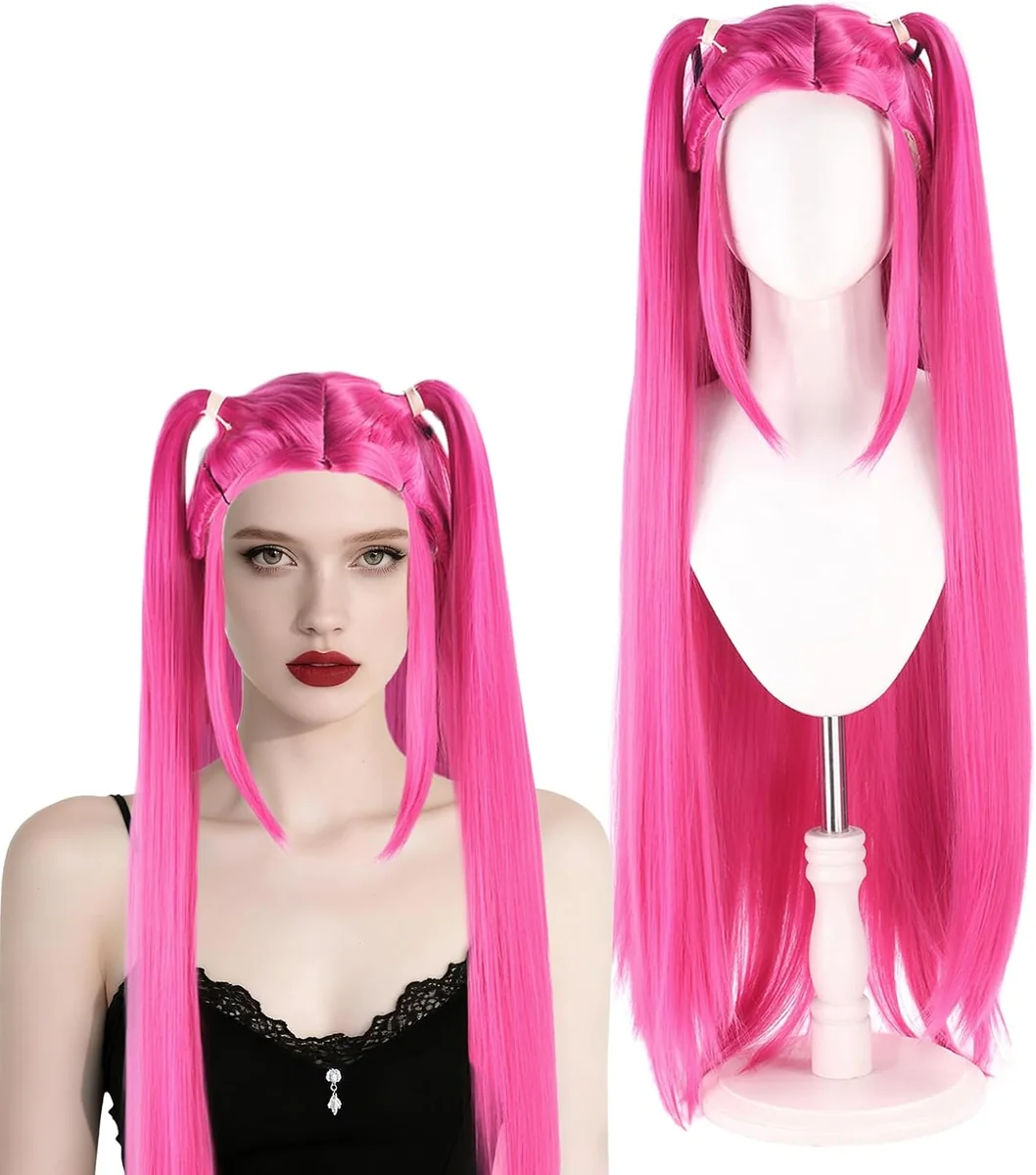 PERUKA RÓŻOWA SYNTETYCZNA KRĘCONA REALISTYCZNA DLA DOROSŁYCH COSPLAY BAL