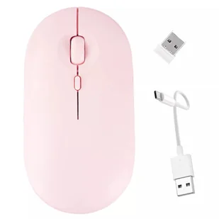 Myszka bezprzewodowa Alogy mysz ergonomiczna mała do laptopa PC bluetooth 2.4GHz cicha różowa - Myszki - miniaturka - grafika 1