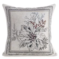 Poszewki na poduszki - Poszewka 45x45 Chp biała szara kwiaty gobelinowa - miniaturka - grafika 1