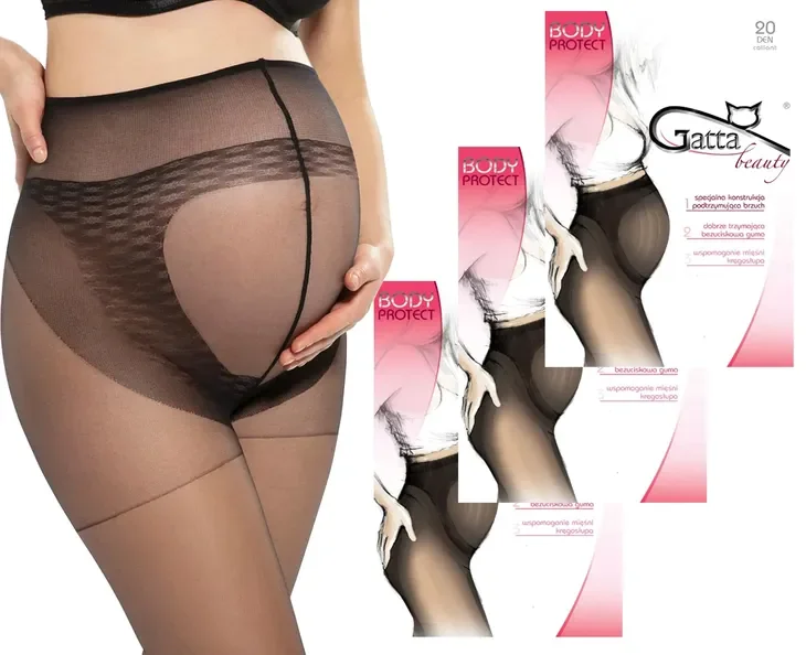 3x Gatta Rajstopy Ciążowe Protect 20den Nero 5-xl