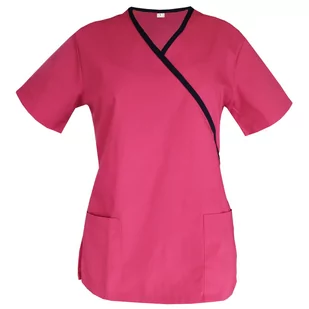 Bluza medyczna amarant z lamówką granat 38 - Odzież medyczna - miniaturka - grafika 1