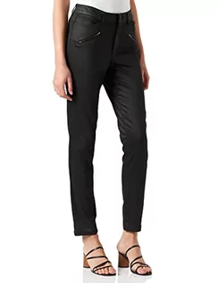 Spodnie damskie - Naf Naf Damskie spodnie biznesowe Enduit swobodne, czarny, 38 PL - grafika 1