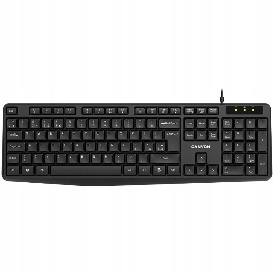 Canyon Klawiatura KB-1 Przewodowa EN/ES Czarna