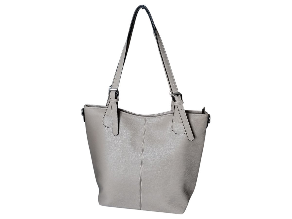 Duża Torba Shopper Na Ramię Torebka Damska Z Etui Komora Z Przegrodą Beżowa