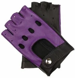 Fioletowe rękawiczki skórzane bez palców - M.Kuc - Rękawiczki - miniaturka - grafika 1