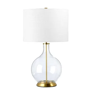 Lampa stołowa szklana mosiężna z białym abażurem Orb E27  60W Elstead - Lampy stojące - miniaturka - grafika 1