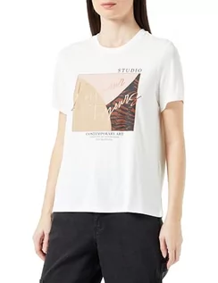 Koszulki i topy damskie - ONLY Damski T-shirt Onlfree Modal S/S Atelier Top Box JRS, Cloud Dancer/Print: lamour, S - grafika 1