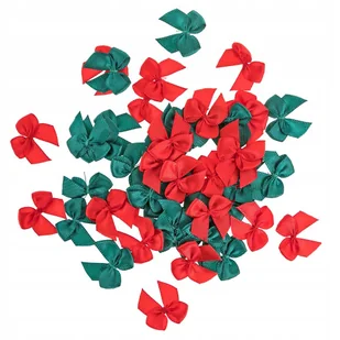 Mini kokardki SATYNOWE ZESTAW 50 sztuk różne kolory CZERWONY ZIELONY - Zabawki kreatywne - miniaturka - grafika 1