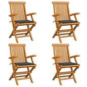 Fotele i krzesła ogrodowe - vidaXL Krzesła ogrodowe, antracytowe poduszki, 4 szt., drewno tekowe - miniaturka - grafika 1