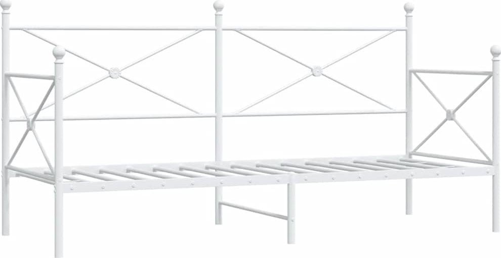 Łóżko dzienne bez materaca białe 90x200 cm stalowe