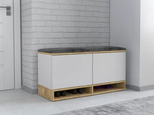 Szafka na buty z siedziskiem biała-craft KANSAS z półką siedzisko - Szafki na buty - miniaturka - grafika 1