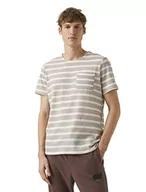 Koszulki męskie - Koton Męski T-Shirt w paski, z kieszenią, beżowy pasek (34K), XXL - miniaturka - grafika 1