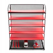 Przyborniki na biurko - Organizer na dokumenty, sorter, 6 półek A4 elegancka metalowa siatka - miniaturka - grafika 1