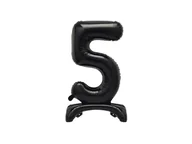 Balony i akcesoria - Balon foliowy stojący cyfra 5 czarny - 76 cm - 1szt. - miniaturka - grafika 1