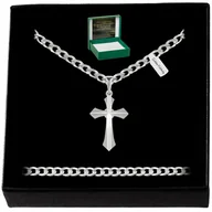 Biżuteria dla dzieci - Elegancki Srebrny Łańcuszek Z Krzyżykiem Próba 925 - miniaturka - grafika 1