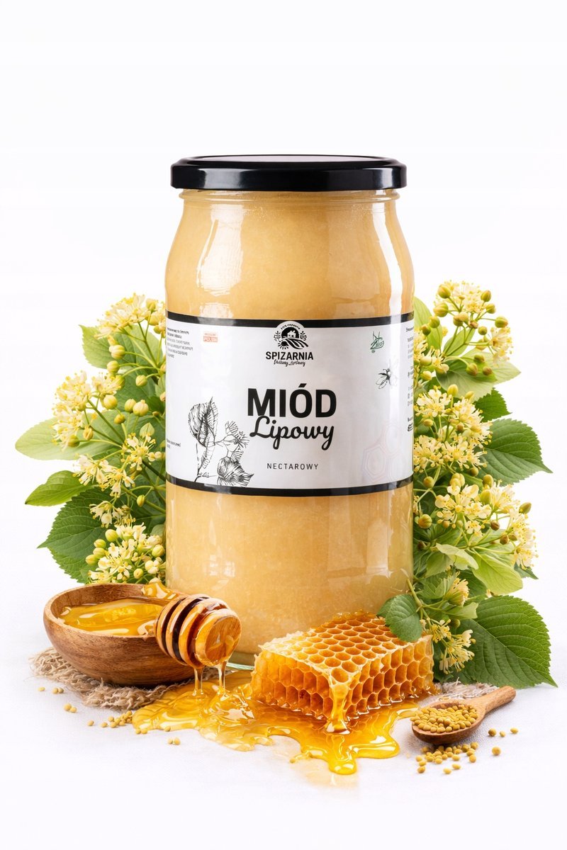 Naturalny Miód Lipowy 1100g Kwiatowy Aromat Do Herbaty Premium PL