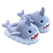 Skarpetki dla dzieci - Kapcie Dziecięce Ocieplane Domowe Wygodne Lekkie Przedszkolne Antypoślizgowe Urocze Z Rekinem Szare Liron 30/31 - miniaturka - grafika 1