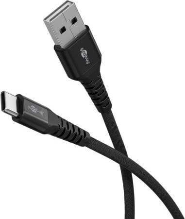 Kabel USB Goobay Super miękki kabel tekstylny USB-C™ z metalowymi złączami, 2 m, czarny - Długość kabla 2 m